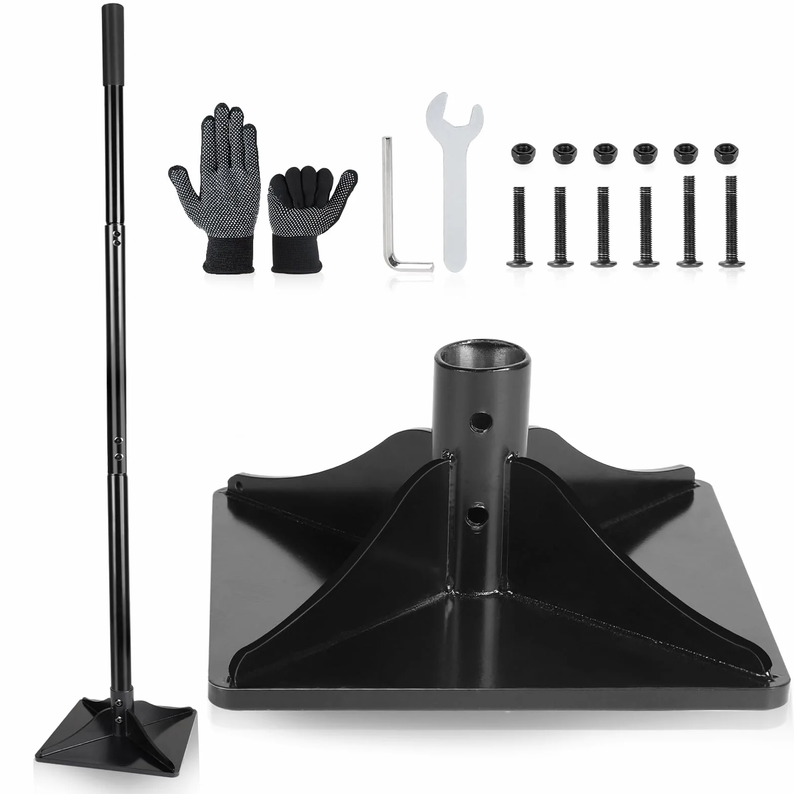 LALAGO Tamper de Jardin en Acier avec Poignée de 122 cm, Presse-Terre Béton Manuel 20,3 x 20,3 cm, Pilon Compacteur de Sol, Outil de Tamper au sol pour le Sol, l'Allée, le Gravier et le Sable
