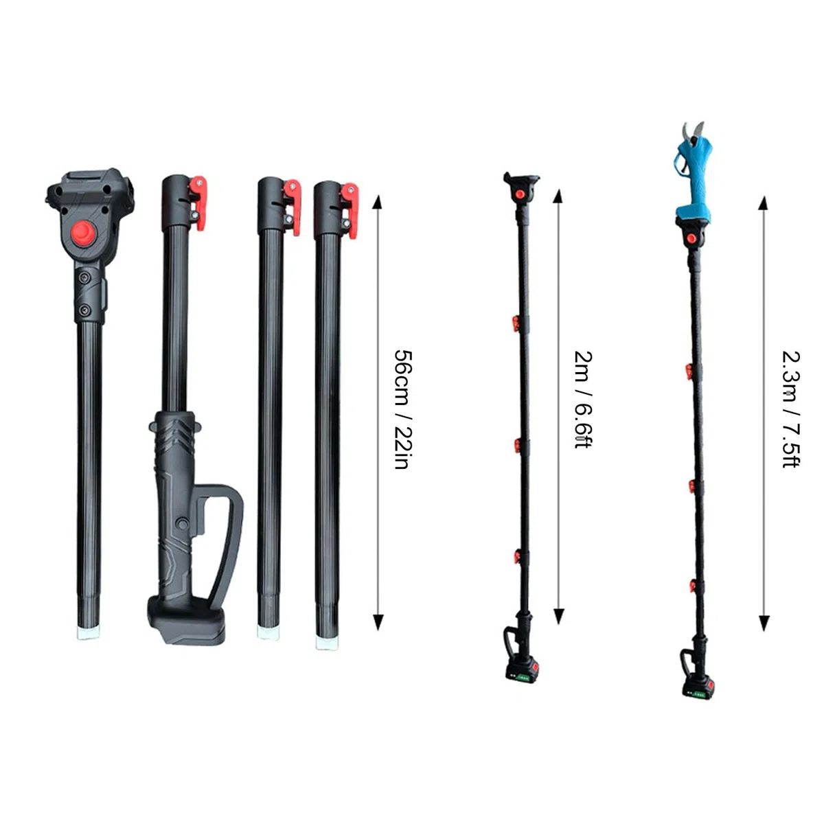 Perche télescopique pour sécateur sans fil, tronçonneuse et élagueur de hautes branches – Perche réglable en aluminium compatible avec les modèles BL1820, BL1830 et BL1840