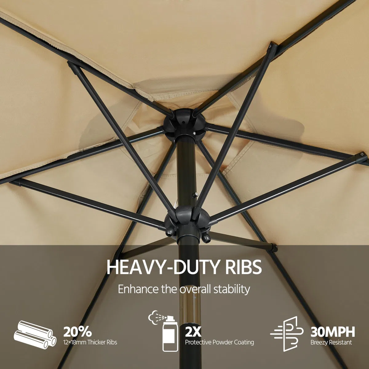 Yaheetech Parasol de Jardin 230cm/270cm/300cm avec Pied 22 KG, Inclinable Extérieur en Métal - Protection Solaire pour Jardin, Terrasse, Patio, Piscine, Balcon