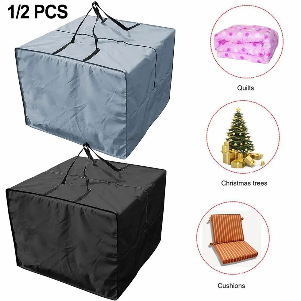 Sac de rangement étanche zippé pour coussins de jardin 2 pièces Noir