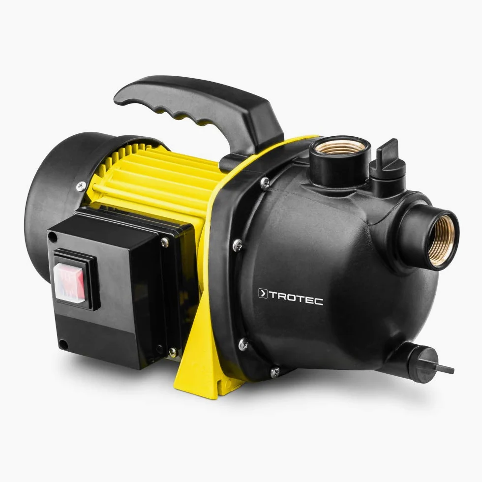 TROTEC TGP 1000 E Pompe de jardin 1000 W, 3300 l/h, hauteur de refoulement 42 m, aspiration 7 m, pour eau claire, citerne, récupérateur d’eau de pluie, bassin et puits