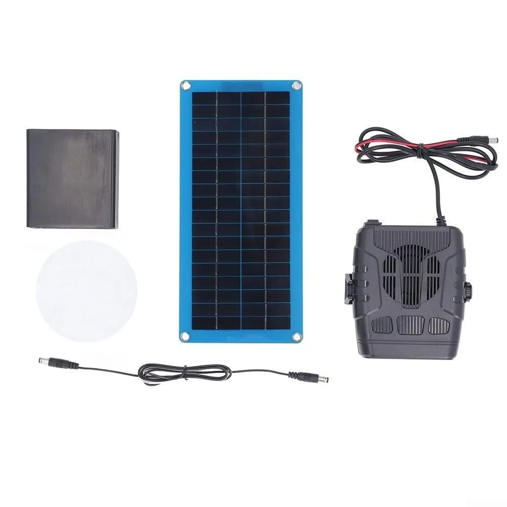 Chauffage solaire portable, chauffage à énergie solaire, souffleur d'air chaud 60 W pour poulailler, niche pour chien, chat et petite serre (A)