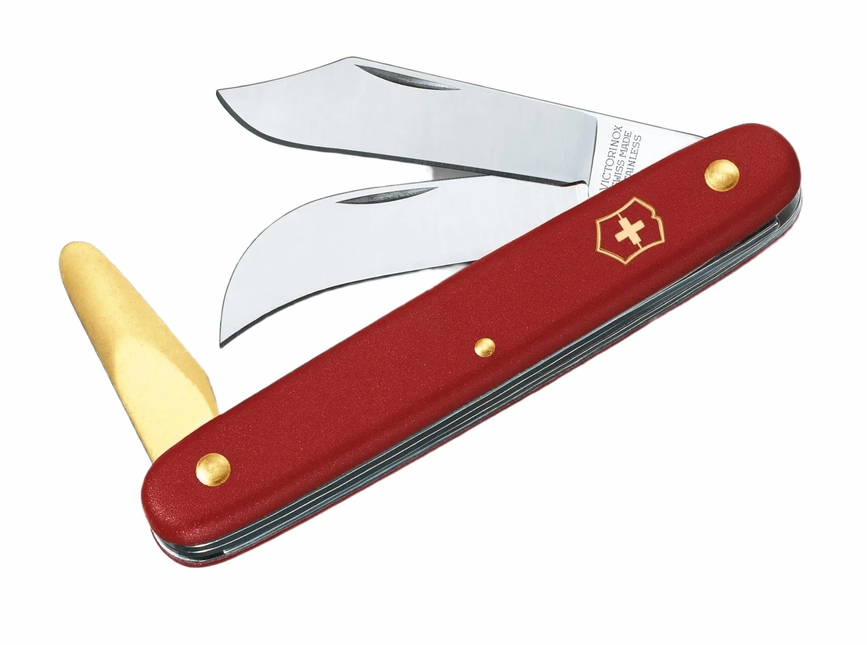 Victorinox, Greffoir et serpette 3, Couteau Universel de Jardin, Multifonction, Léger, Swiss Made, 3 Fonctions, Lame courbée, rouge