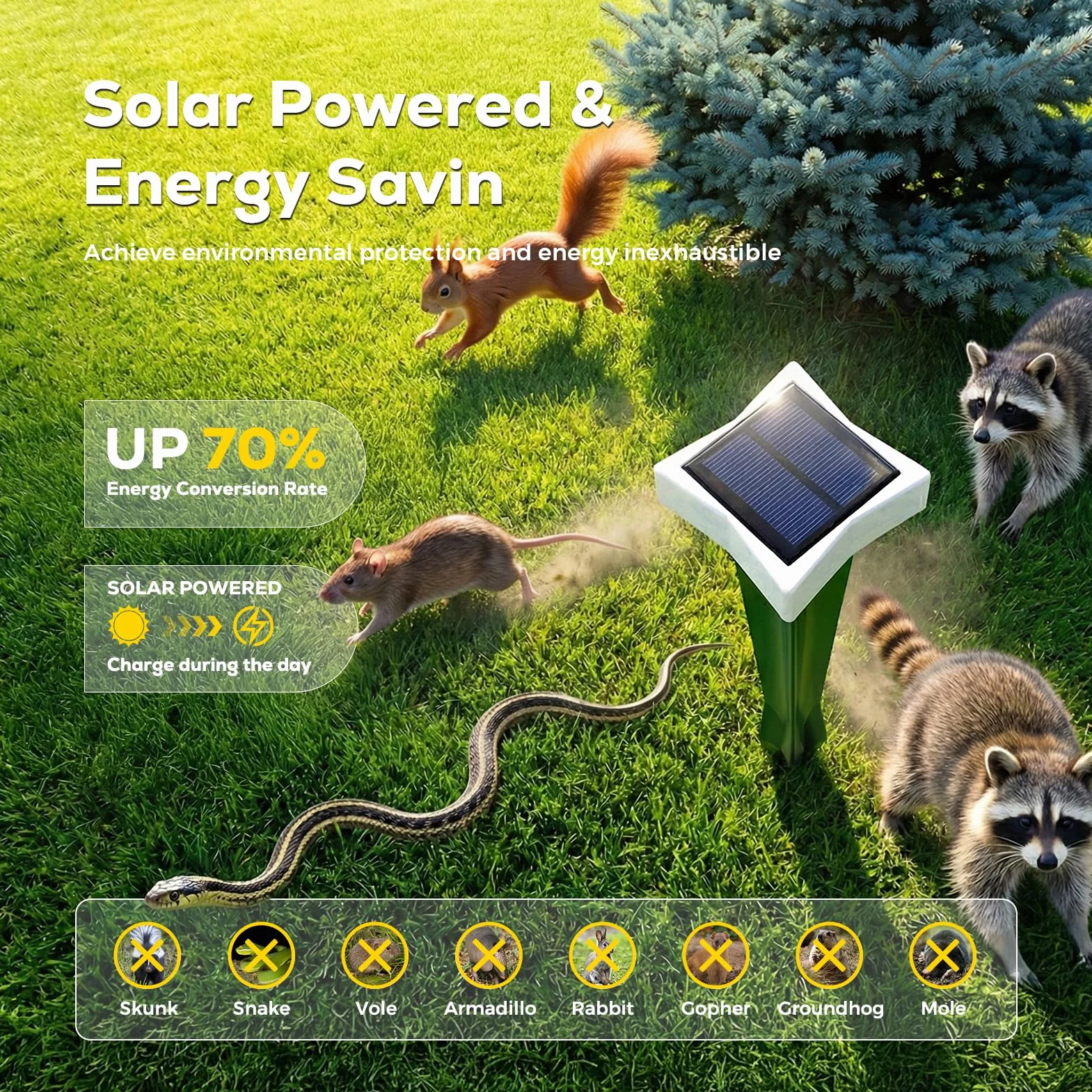Anti Taupe Solaire avec LED et 3 Modes, 2/4 pièce Piege A Taupe pour Jardin, Large portée et Protection Contre l'eau Repulsifs Ultrasons pour Taupes, Rats, Serpents