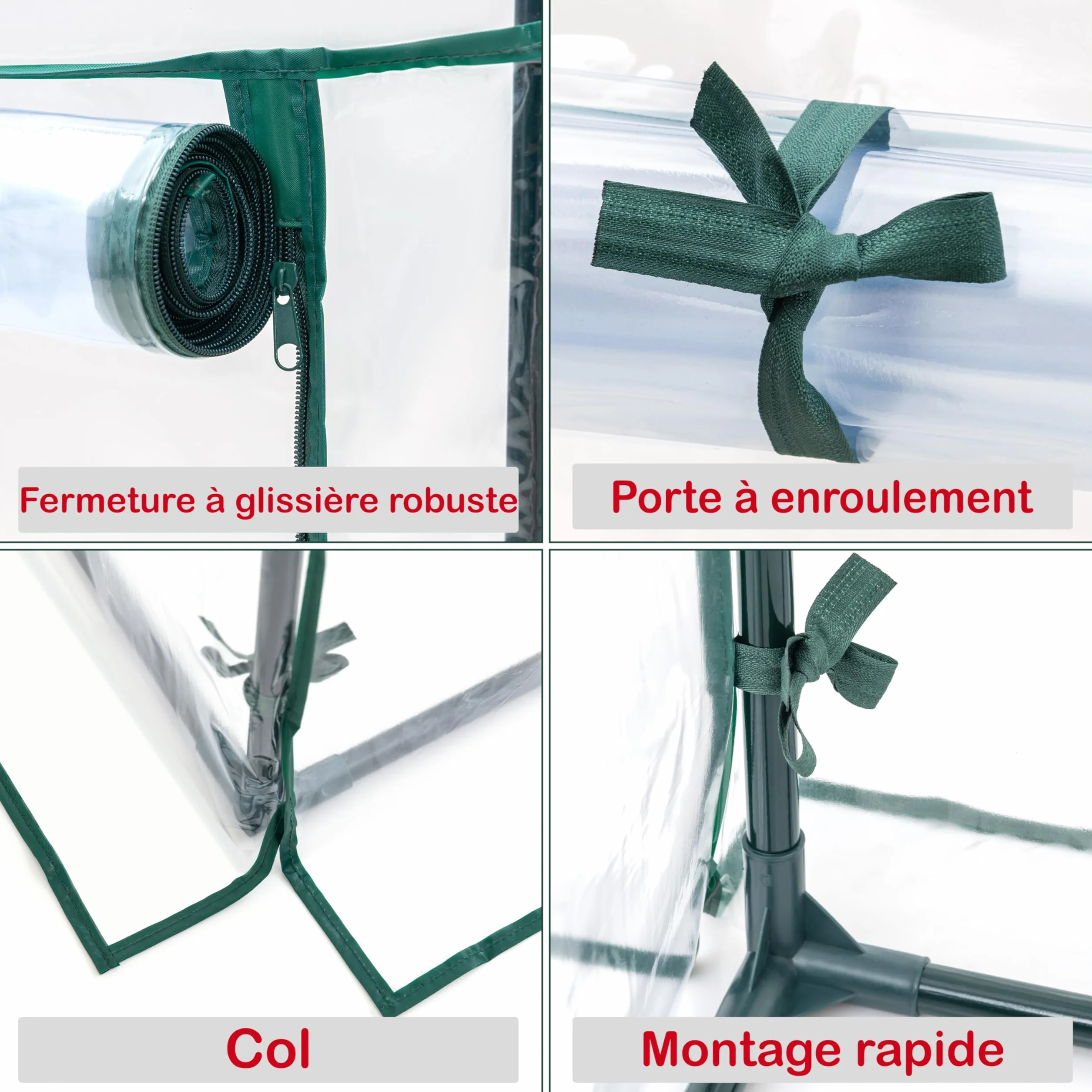 KANWOD Serre de Jardin 150×100×50 cm Film 140 g/m² Porte Enroulable Transparent