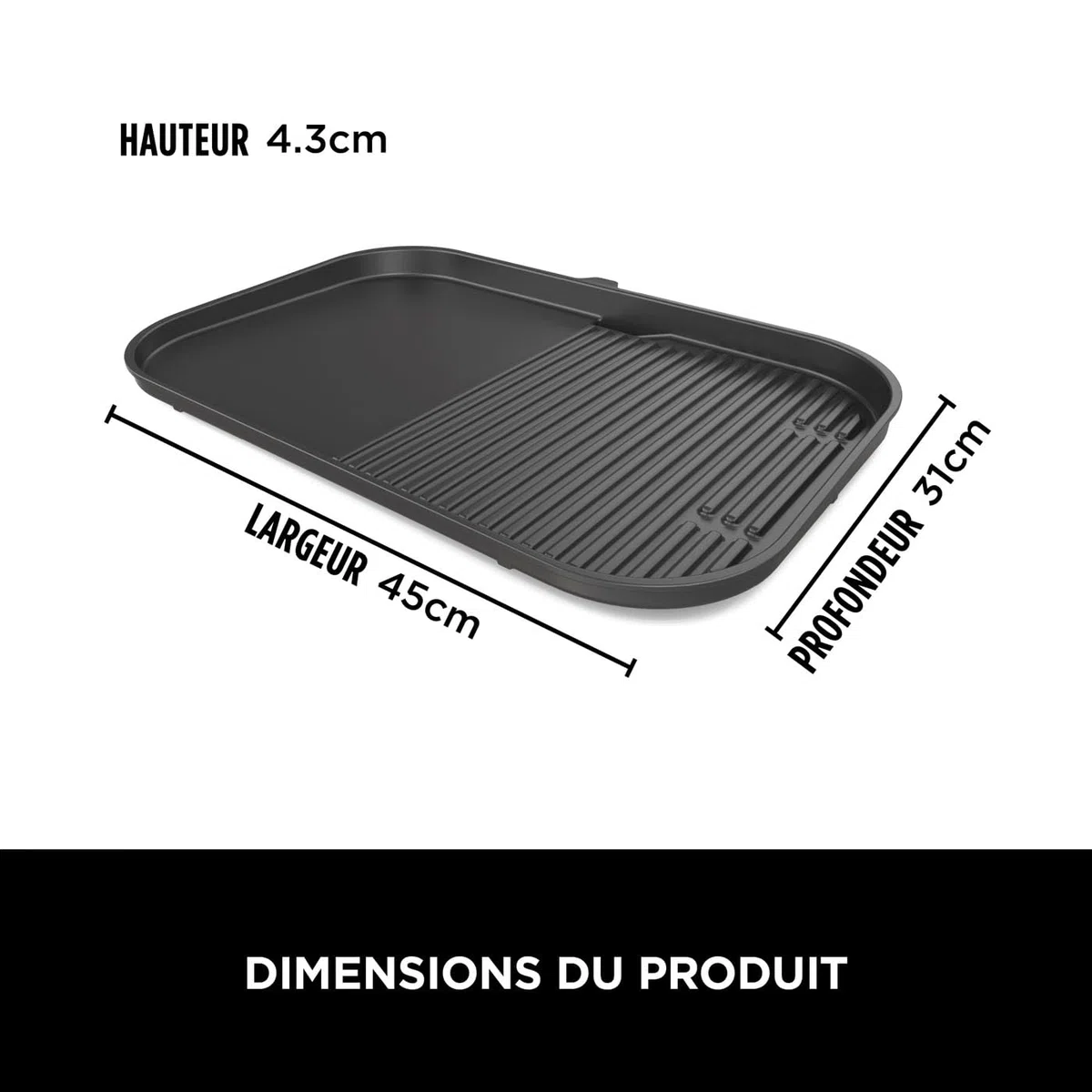Ninja Woodfire barbecue XL plancha combo antiadhésif grille à rainures accessoires officiels compatibles OG850 OG901 noir