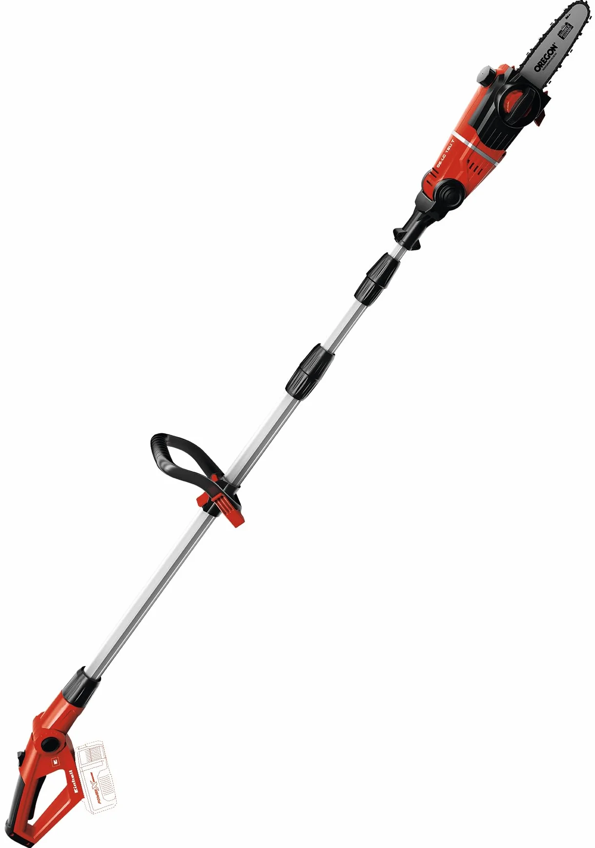 Einhell Elagueuse sur perche sans fil GE-LC 18 Li T-Solo Power X-Change (18 V, longueur de guide 20 cm, manche télescopique, guide et chaîne Oregon) Livré sans batterie ni chargeur