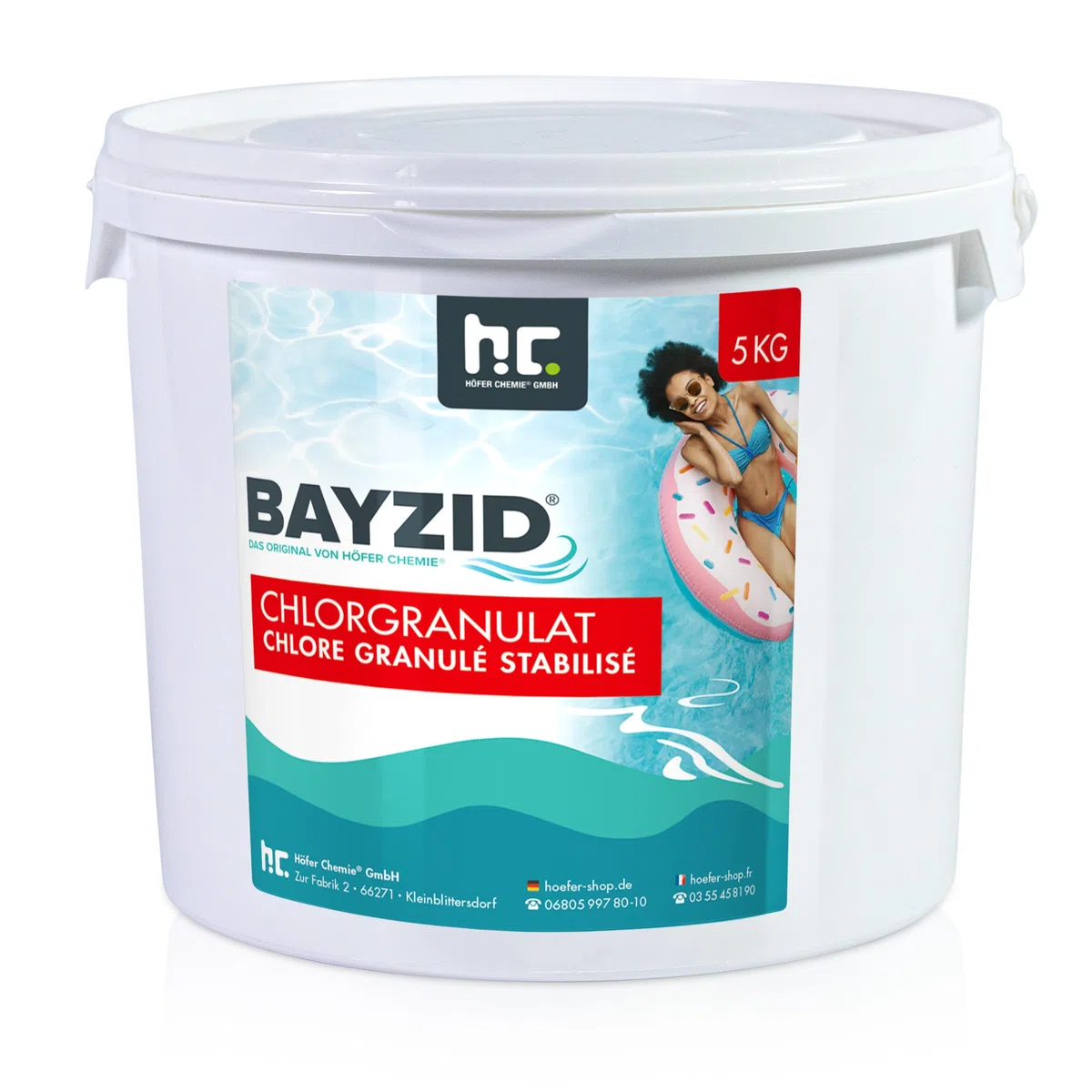 Höfer Chemie 1 x 5 kg Granulé de Chlore Choc pour Piscine – Hautement Efficace, Rapidement Soluble, Désinfection pour Une Eau Propre et Hygiénique