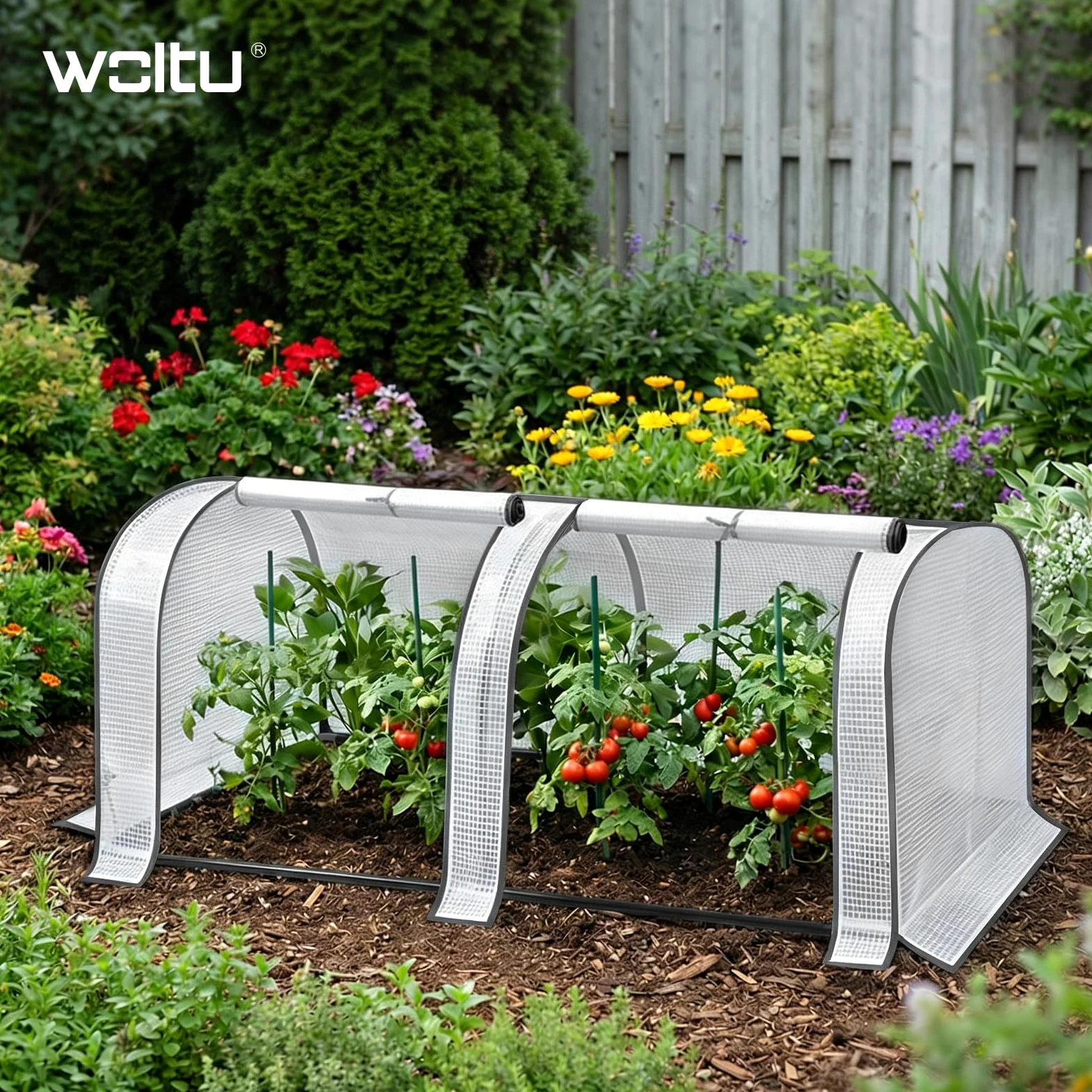 WOLTU Serre de Jardin, 130x60x50cm, Serre pour Plantes, en PE Imperméable et Demi-translucide 130g/m2, pour Protection de la Pluie, du Vent et de la Neige, Blanc