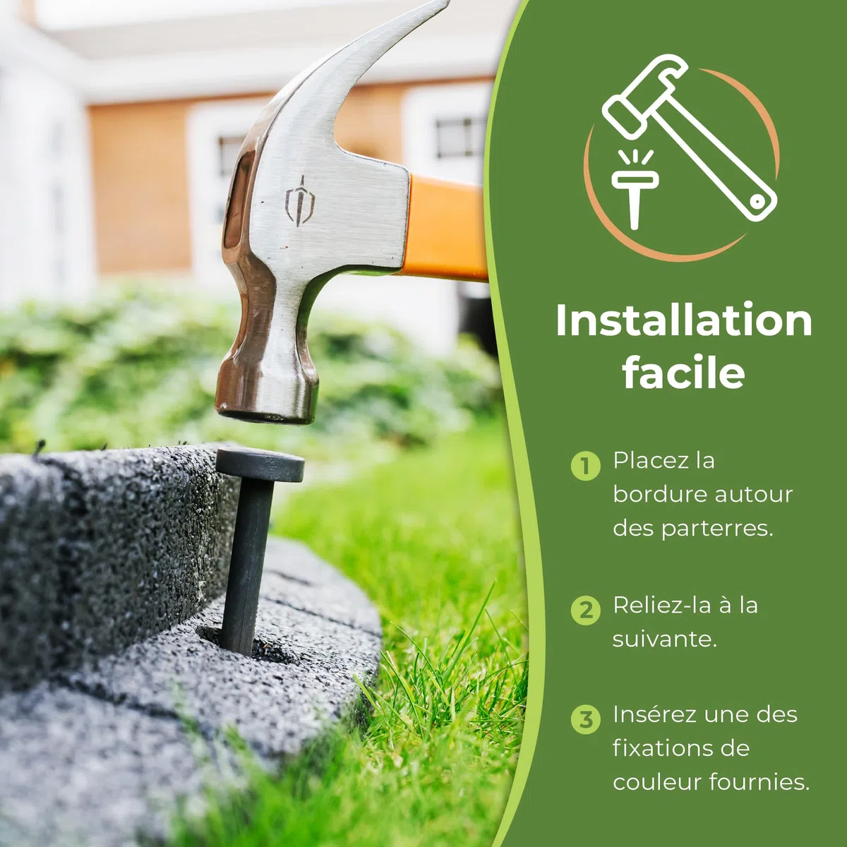 FlexiBorder – Bordure de Jardin Flexible - Bordure Jardin Exterieur pour Gazons, Allées, Surplombs et Pelouses Artificielles - Gris – Longueur de 6 x 1m
