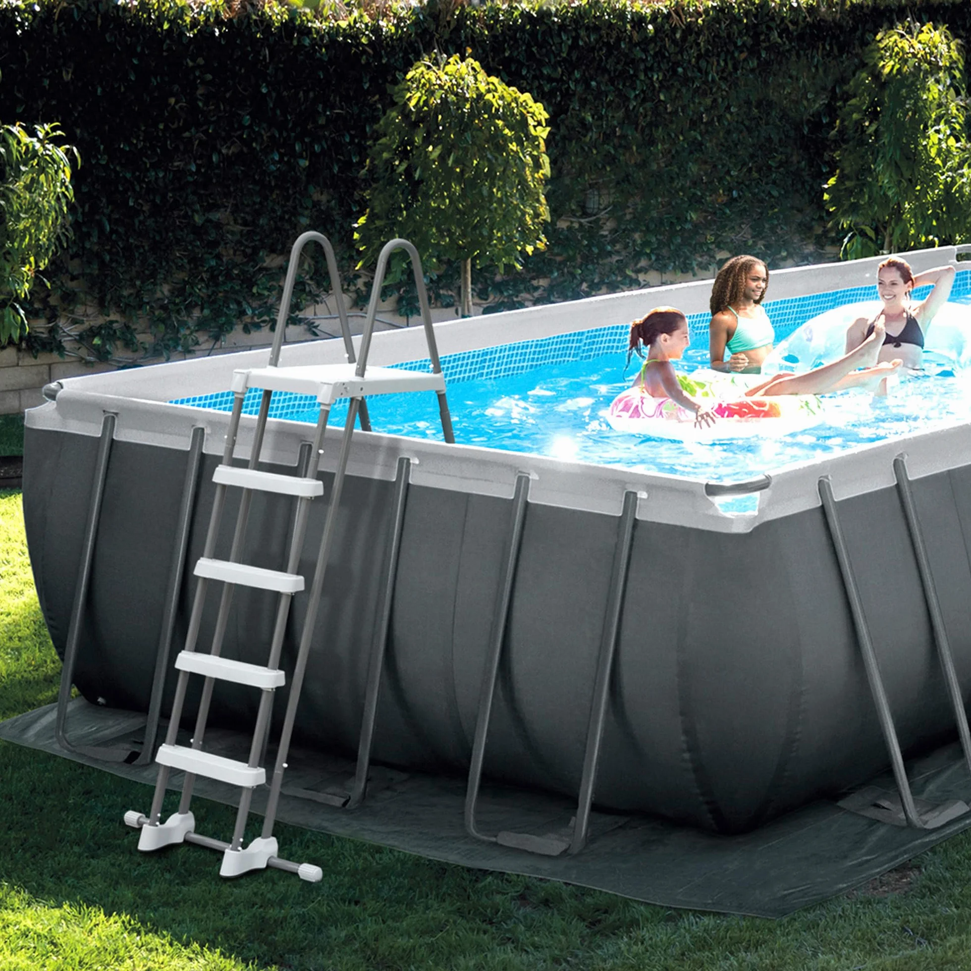 Intex échelle Double sécurité pour Piscine de 1m32 avec marches Amovibles 28074 80 x 40 x 132 cm Blanc