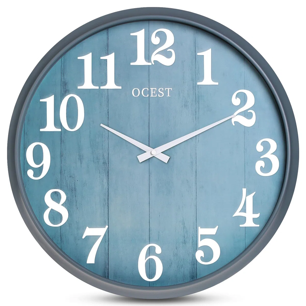 OCEST Horloge d'extérieur étanche Bleue de 45,7 cm, Fonctionne avec Piles, Grand écran, Mouvement à Quartz Silencieux pour décoration intérieure, terrasse, Jardin, Salon