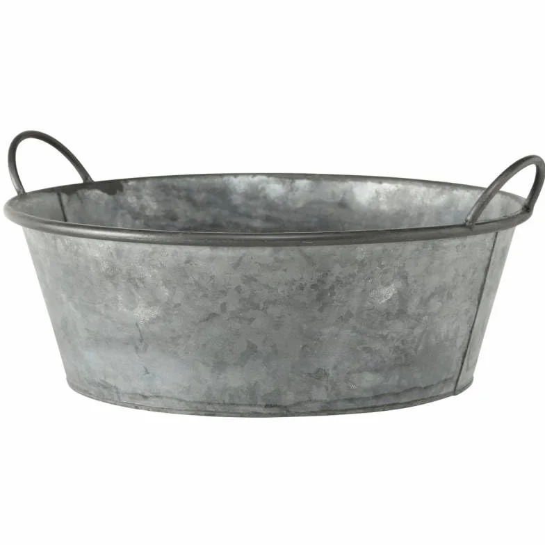 Bassine Métal Effet Zinc Bac à Plantes Jardinière Jackson 19x42x47,5cm