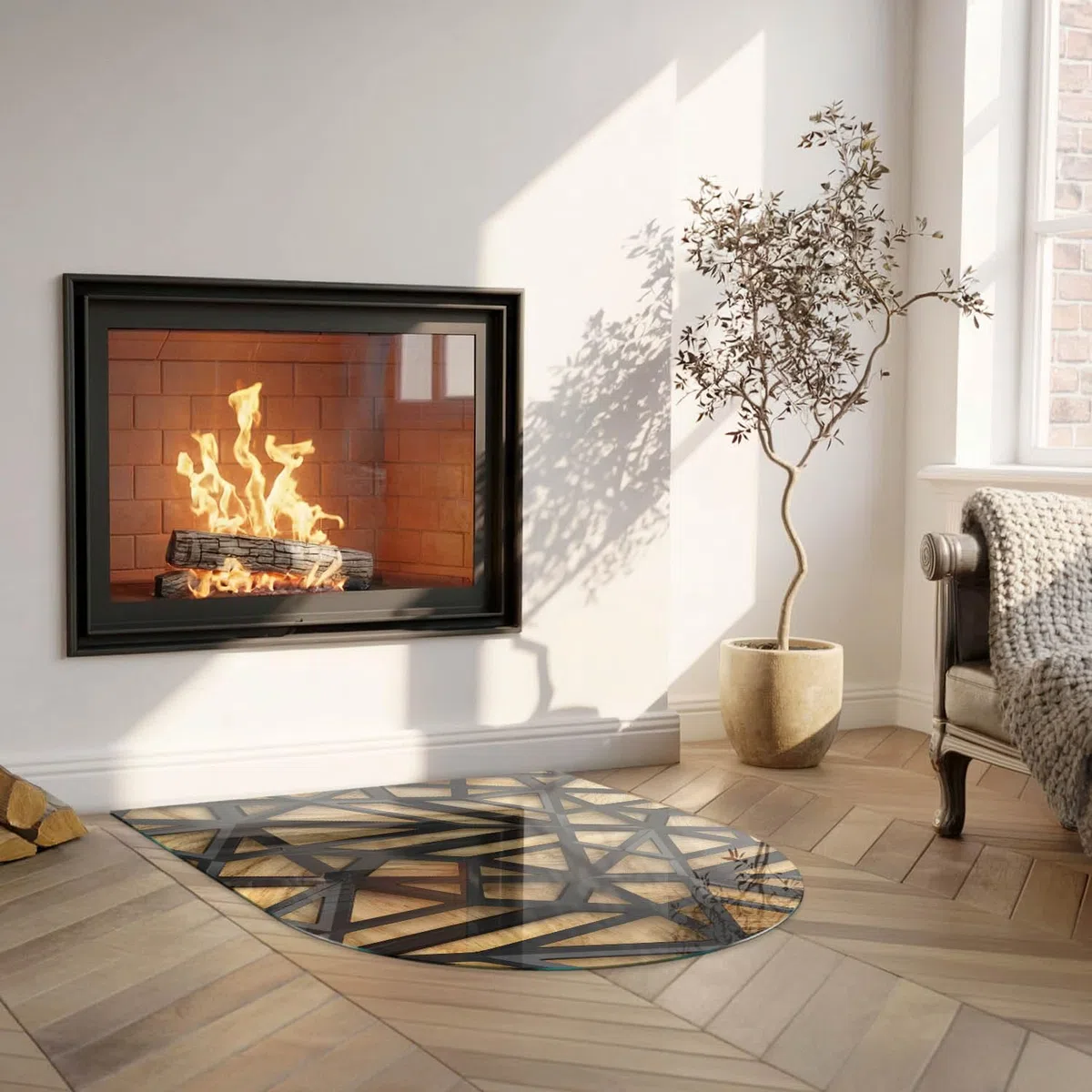 Verre Trempé pour Cheminée 100x100 cm Plaque de Protection Contre Les Étincelles Résistant à la Chaleur