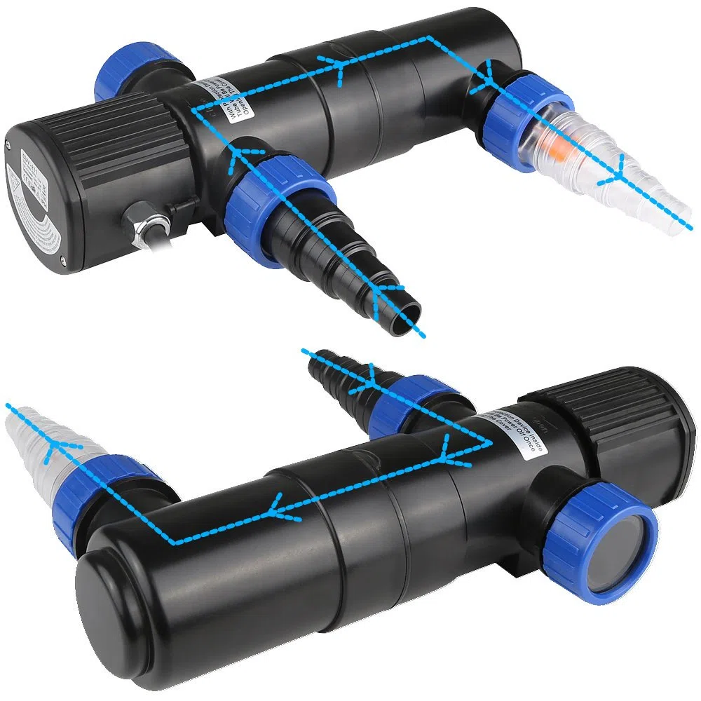 Gardebruk® Filtre à Rayons UV-C clarificateur stérilisateur Filtre lumière/Eau 11W câble 5m Ballast intégré étang Bassin Aquarium 3 raccords