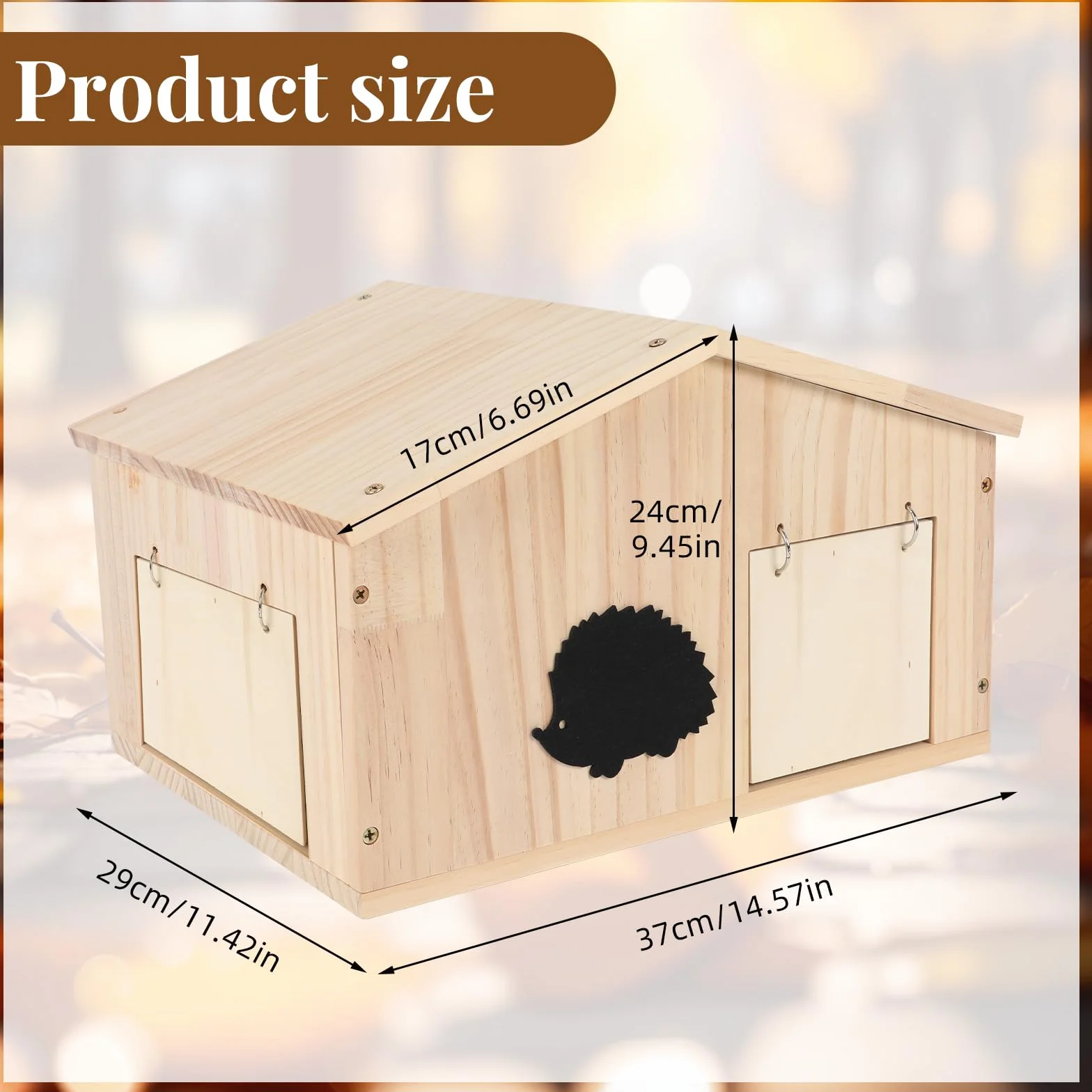 Grande maison en bois pour hérisson coupe-vent avec porte anti-souris, nichoir d'extérieur résistant aux prédateurs pour le jardin