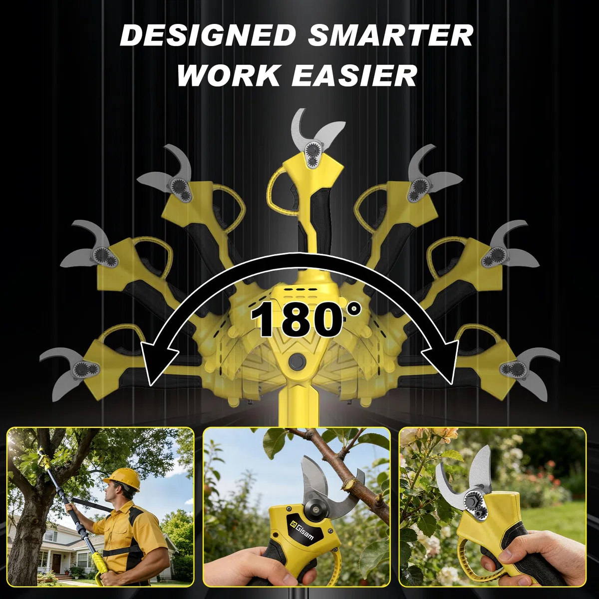 Sécateur Électrique Avec Perche, Moteur Brushless, Portée Totale 2,8 m, 2-en-1 Secateur Electrique Sans Fil avec Lame SK5 et 2x2.0 Ah Batteries, pour Jardinage, Ferme, Arbres Fruitiers