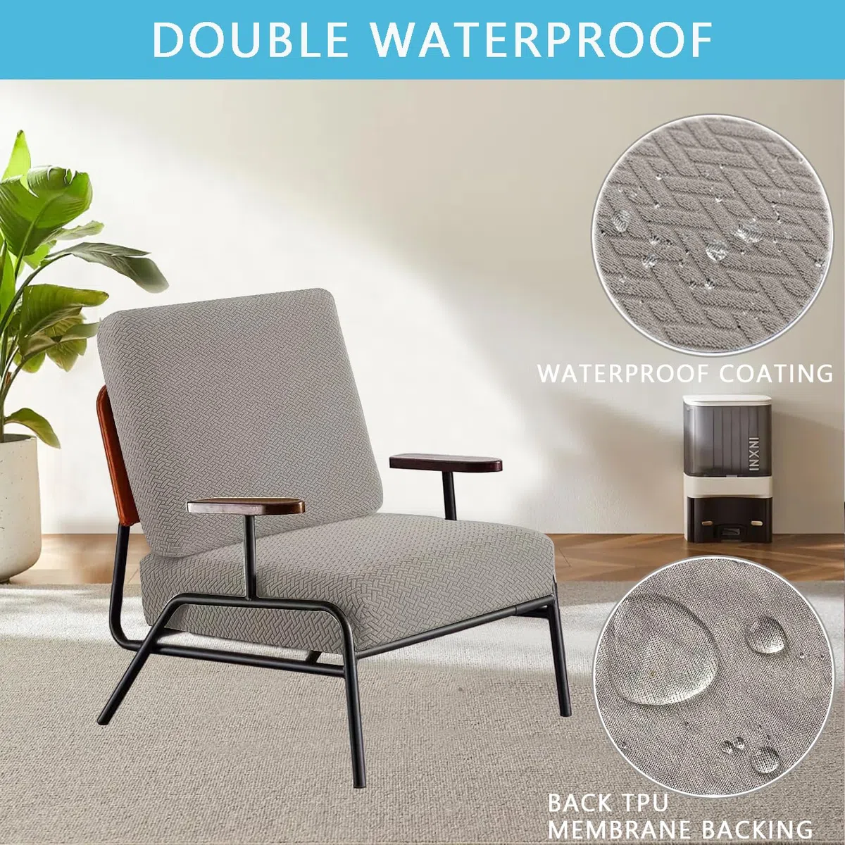 Housse de coussin de canapé imperméable et lavable, en tissu jacquard épais, avec fond élastique