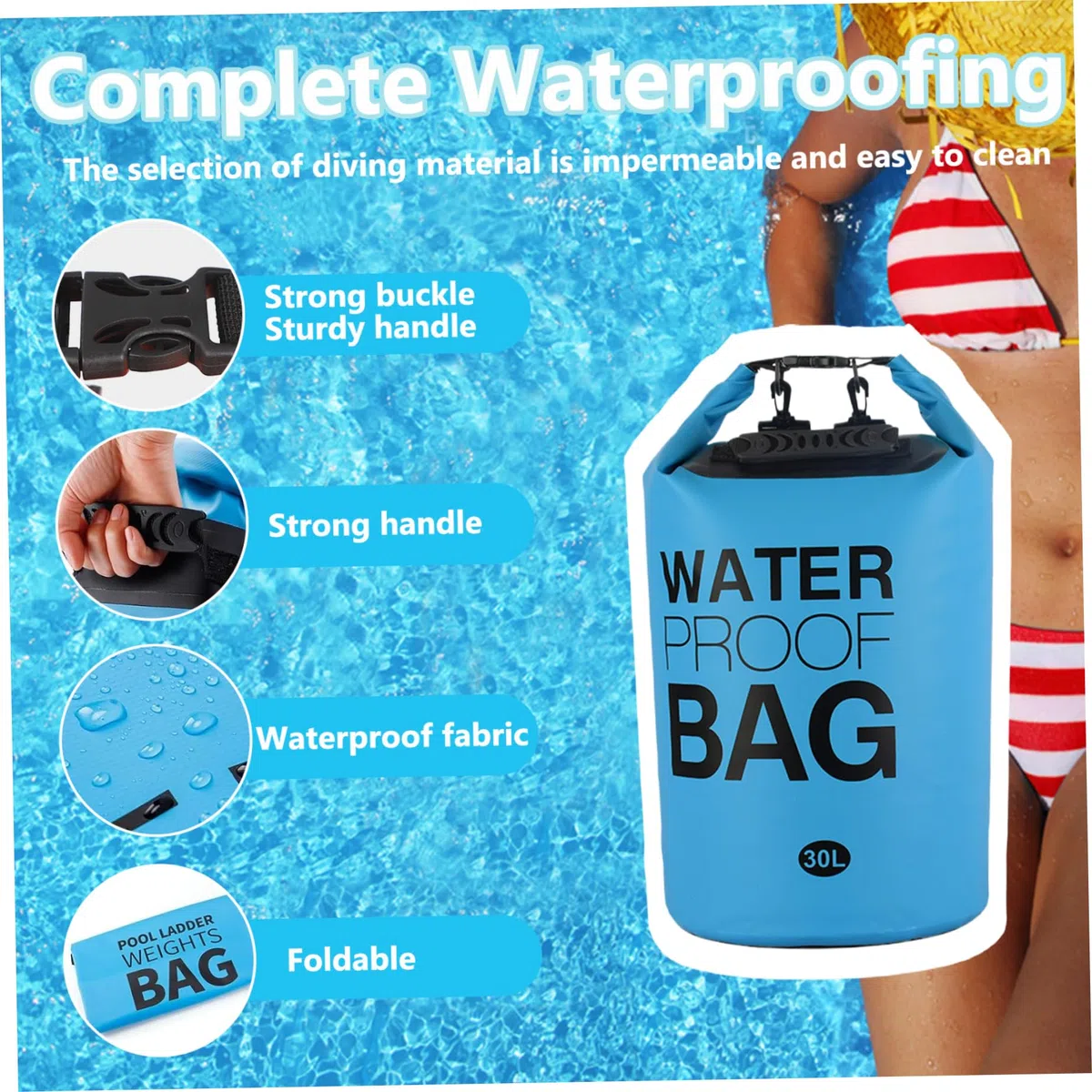 Poids d'échelle de Piscine 2 pièces 30L Poids de Marche de Piscine Sacs de Sable de Piscine en PVC 500D imperméables remplissables Poids de Piscine Hors Sol/creusée Polyvalents