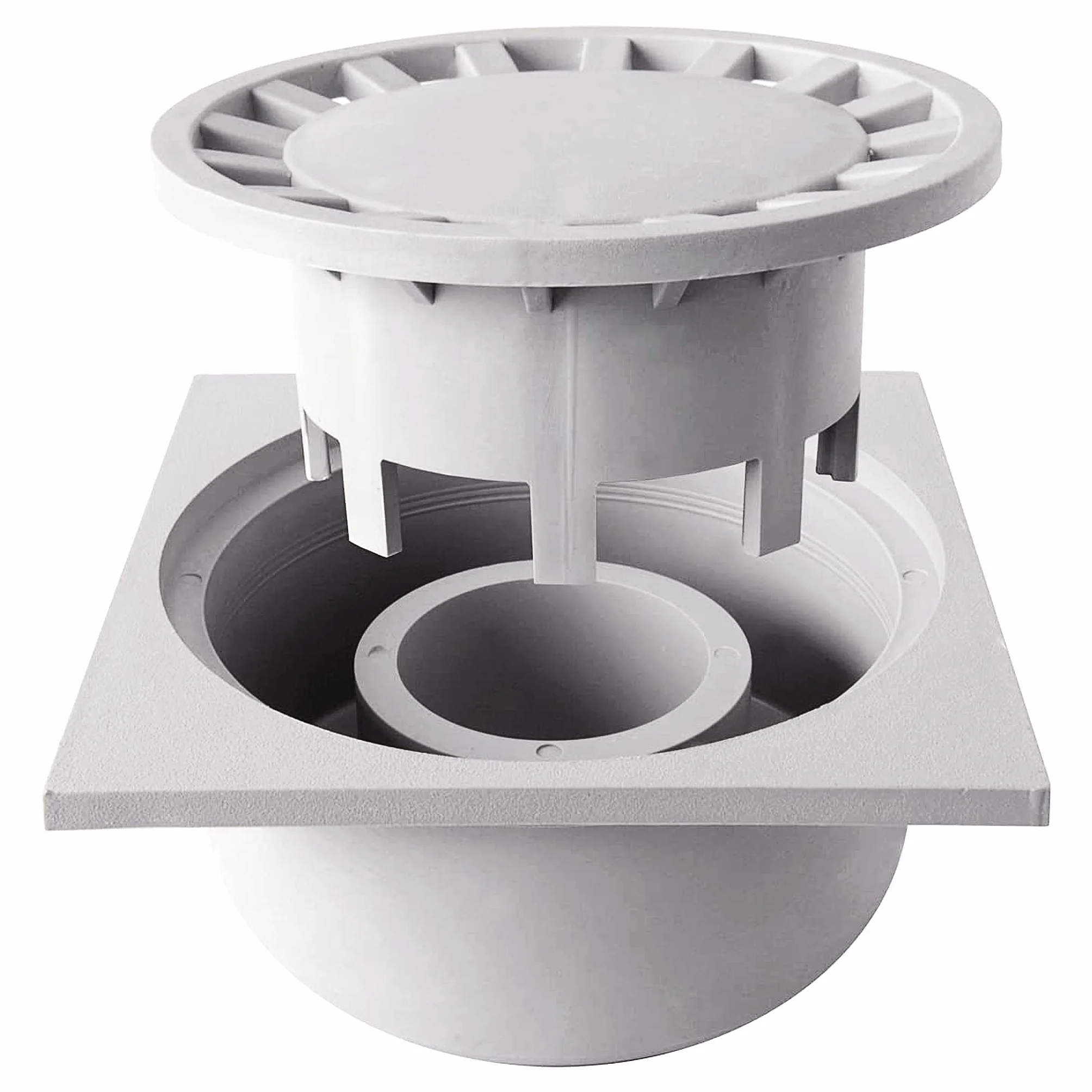 Bricoloco Siphon vertical d'évacuation pour patio et terrasse extérieure en PVC avec grille amovible (20 x 20 cm)