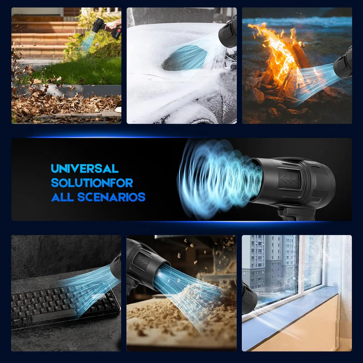 Souffleur de Feuilles sans Fil - Puissant pour Jardin, Patio et Camping, 2 Batteries 21V, Moteur Turbo 250000 TR/Min, Débit d'air 130 MPH, Léger et Portable