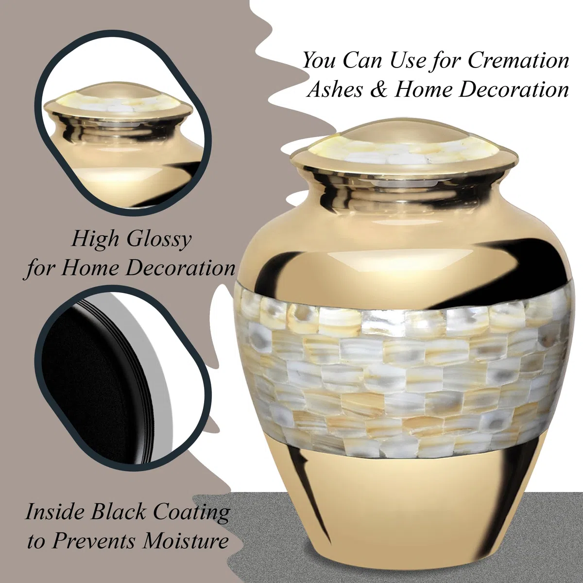 Forever URNS – Grande urne pour cendres d'adulte homme et femme | Cadeau commémoratif – En laiton de haute qualité – Thème balai classique – Boîte de protection en velours – Boîte commémorative