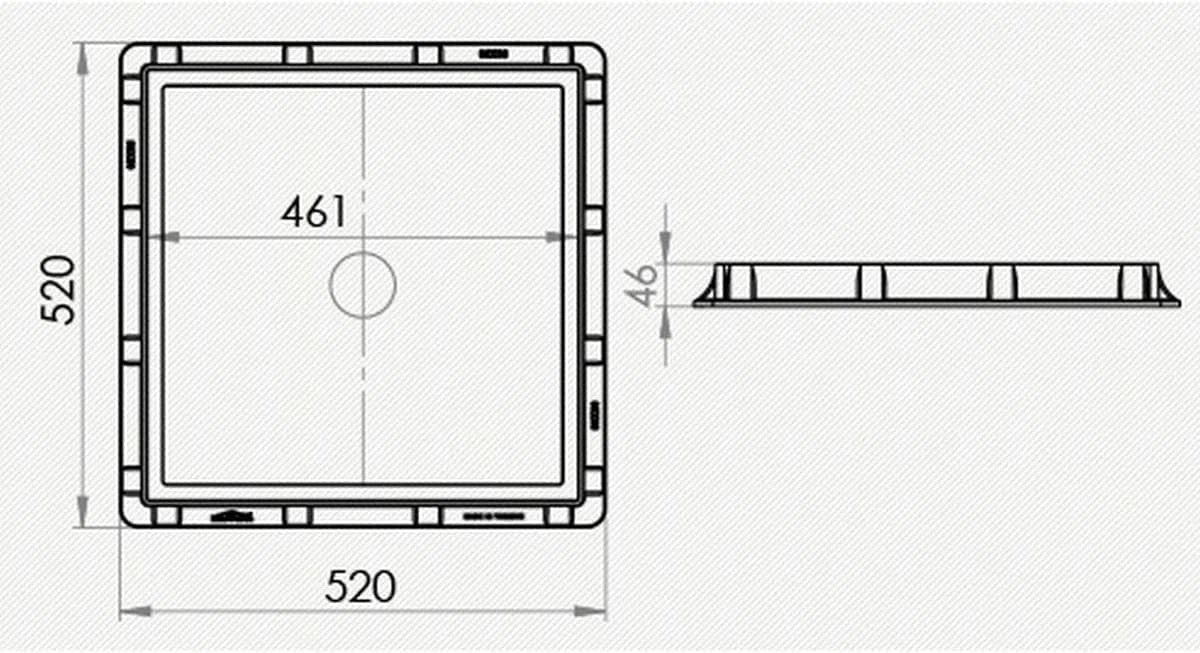 Uzman Couvercle de regard - Classe A15 - Trappe d'inspection accessible - 50 x 50 cm - Couvercle de canalisation - Pour jardin, sol, puits de drainage - Pour puits de jardin