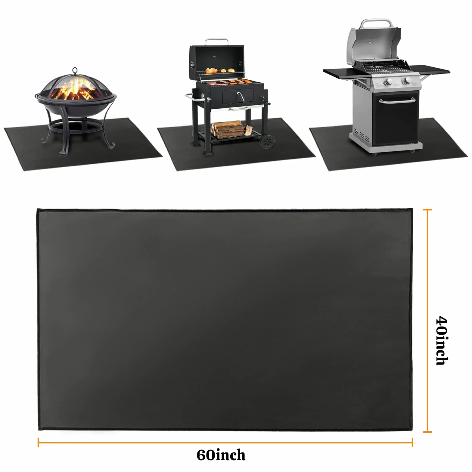 Tapis ignifugé pour grillades 152 x 102 cm protection terrasse patio extérieur