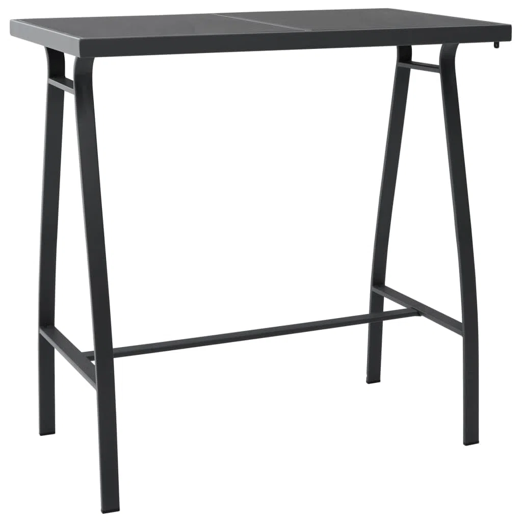 Générique Table de Bar de Jardin Noir 110x60x110 cm Verre trempé,Tables de jardin-48121