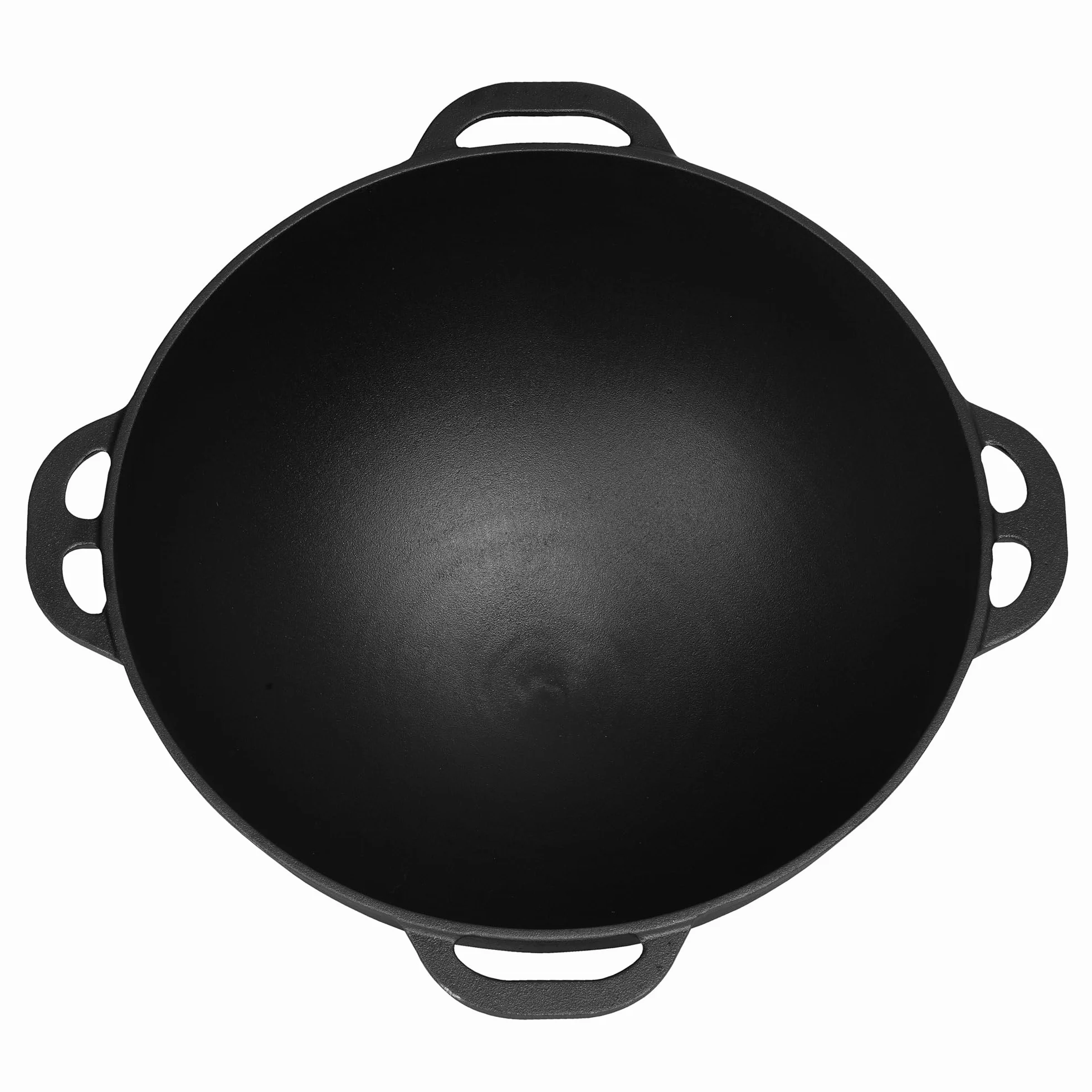 BBQ-Toro Fonte Kazan avec couvercle | Noir | Marmite traditionnelle en fonte | Kazan avec fond rond | Grillwok preseasoned-déjà cuit | Cocotte pour cuisiner, braiser, rôtir, frire