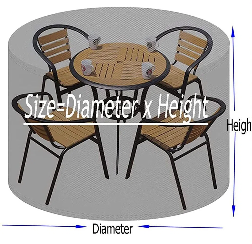 Ronde Housse Table de Jardin 600D Housse Protection Table Jardin Ronde Housse de Protection Salon de Jardin Imperméable Housse de Table Exterieure Housse de Meuble Étanche Ronde 140x71cm