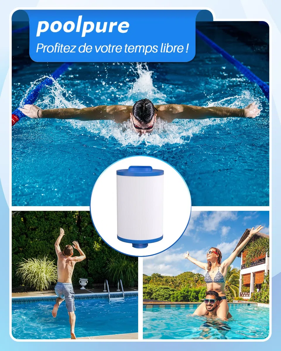 POOLPURE 2 filtres de Spa, filtres de Spa, Remplacement pour Les filtres Unicel 6CH-940, Pleatco PWW50P3, PWW50-P3, Filbur FC-0359, Waterway Plastics 817-0050, 25252, 378902, 03FIL1400 de