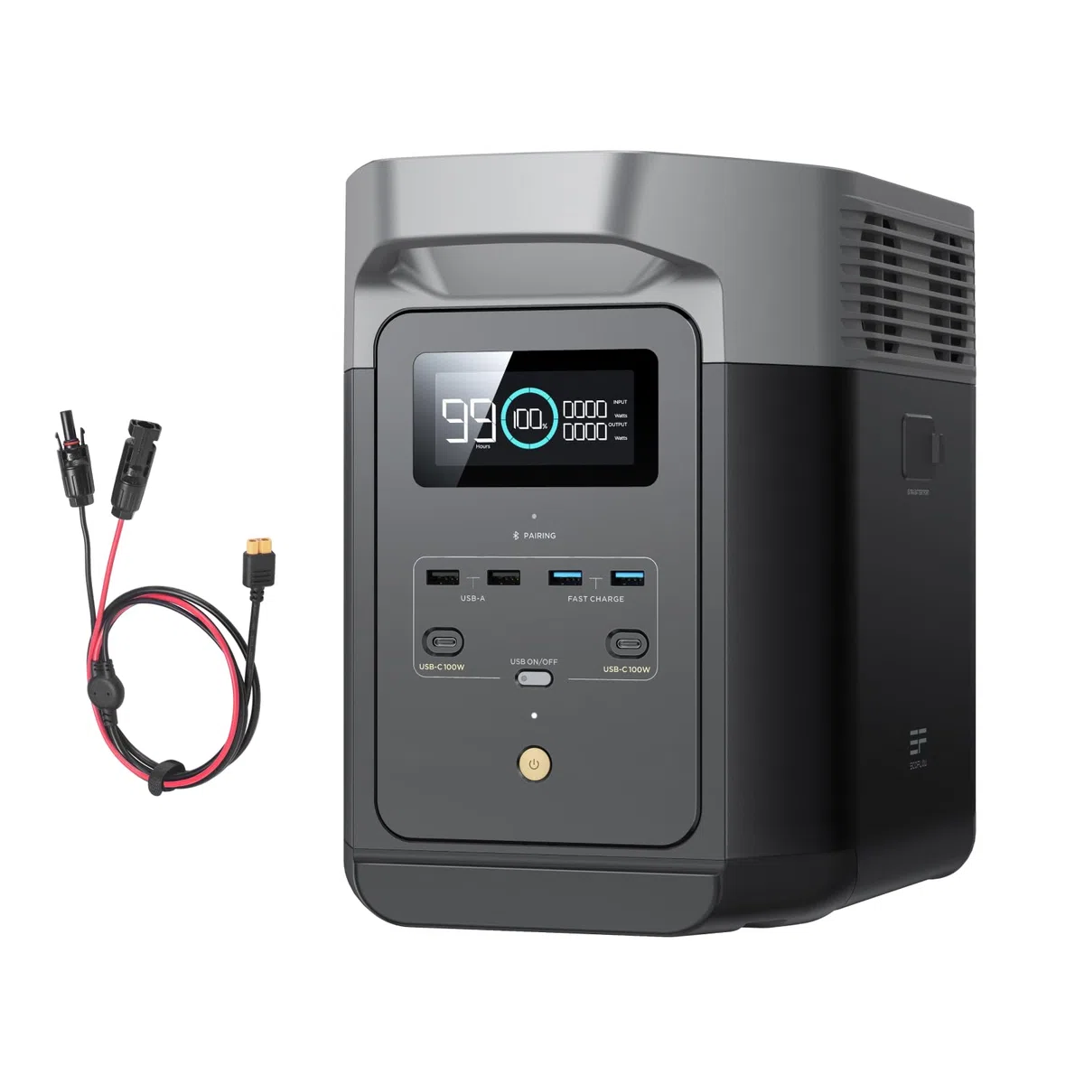 EcoFlow Delta 2 Station électrique Portable, Batterie LFP, Charge Rapide, générateur Solaire pour Alimentation de Secours Domestique, Balcon, Camping et Camping-Cars (Delta 2+Cable)
