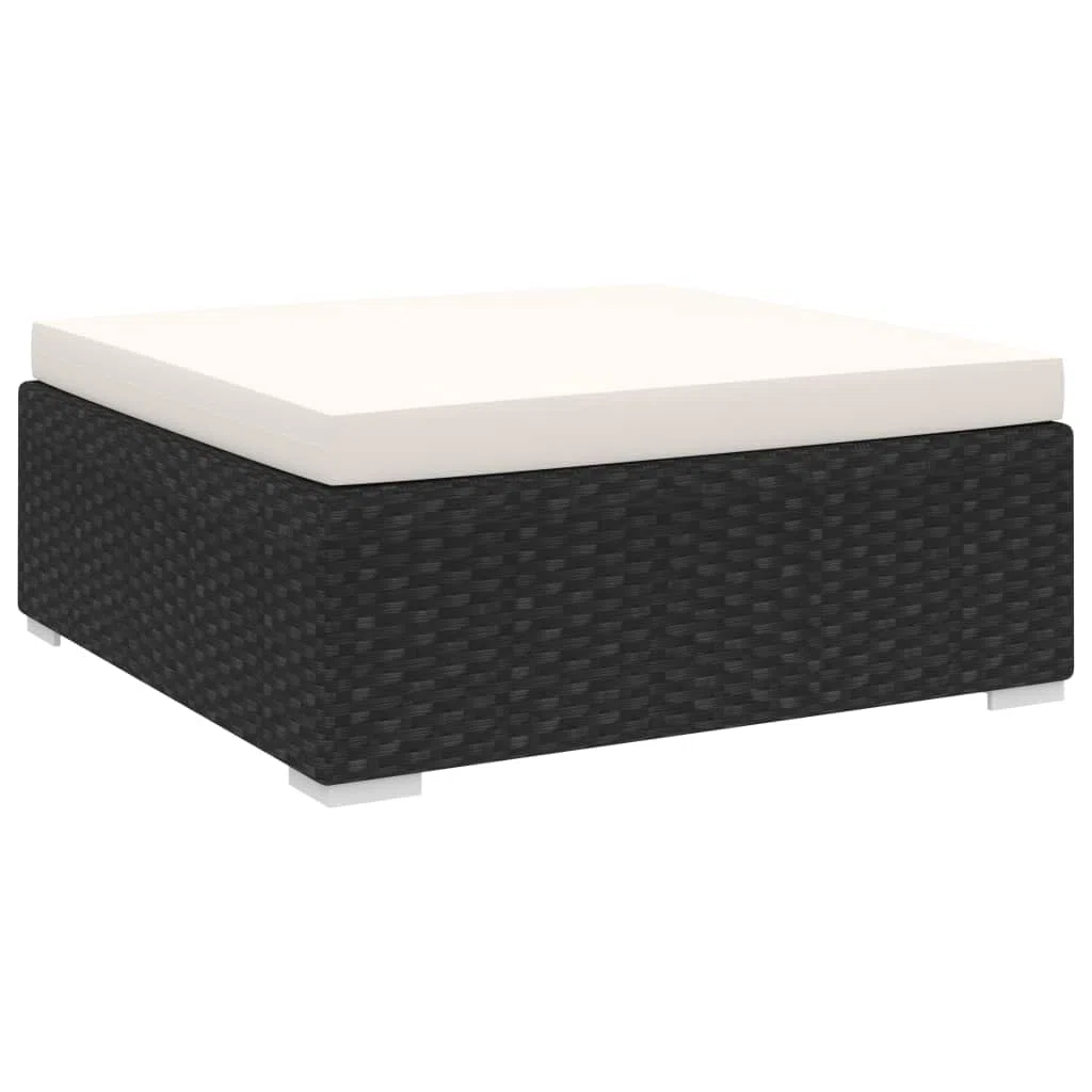 vidaXL Repose-Pied Sectionnel avec Coussin, Tabouret de Jardin, Chaise de Terrasse, Siège de Patio, Meuble d'Extérieur, Résine Tressée Noir