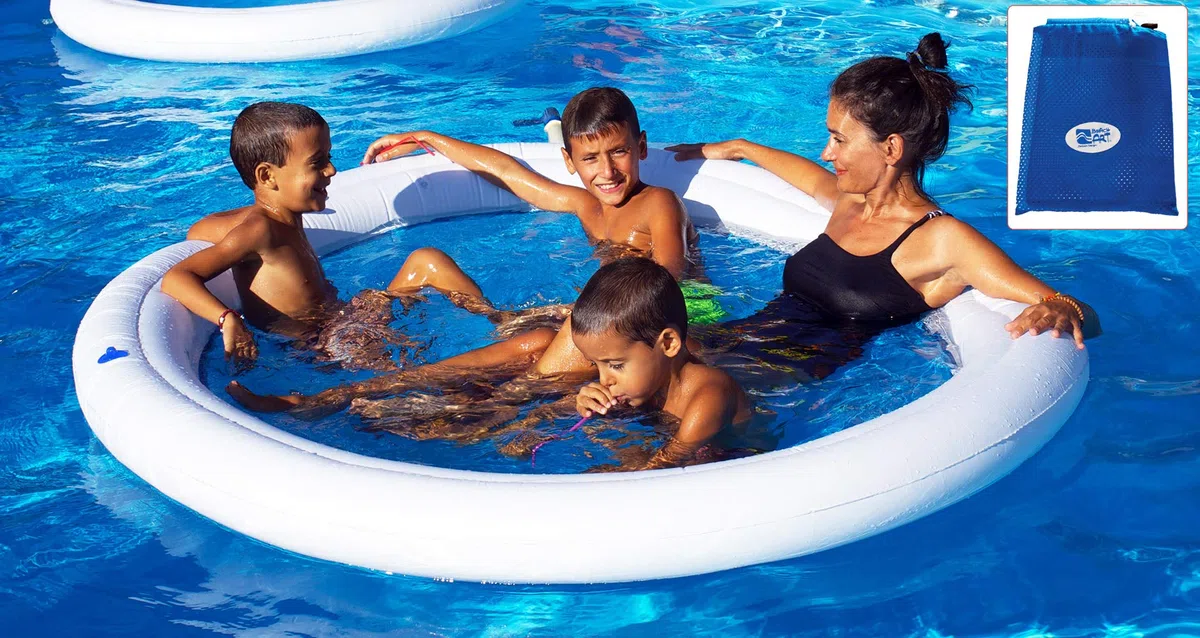 Beach Art - Hamac Flottant Gonflable Eau Spa avec Filet 190 cm, Couleur Blanche et Bleue, 190 cm, M190