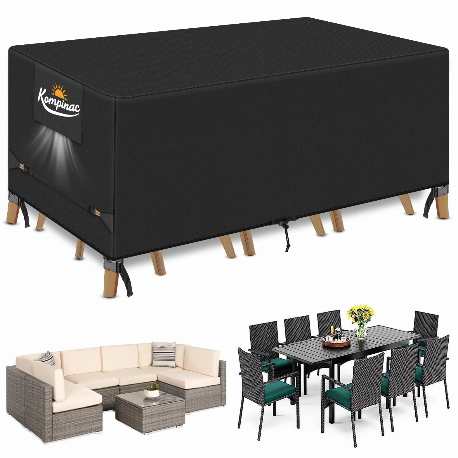 Housse Salon de Jardin Exterieur 900D Tissu Oxford 213x132x74cm Imperméable Protection Table Chaise Canapé