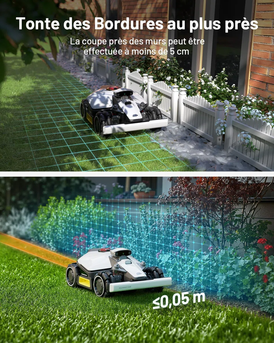 MAMMOTION LUBA Mini AWD 800 Robot Tondeuse sans Fil Périphérique, NetRTK+Vision, Aucune Antenne RTK Requise, Recommandé 800m², Max. 1000m², Pentes à 80%, avec Module 4G