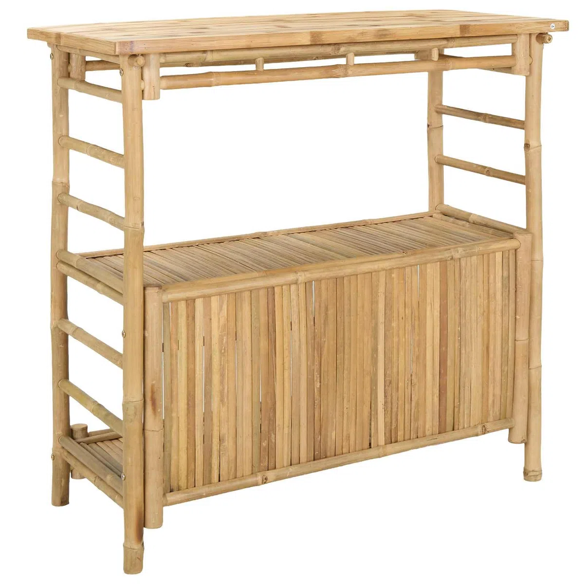 vidaXL Table de bar extérieure Naturel 110 x 50 x 105 cm Bambou, Table de bar tendance, résistante, pour l'extérieur, parfaite pour soirées d’été, jardin, déco écolo et minimaliste