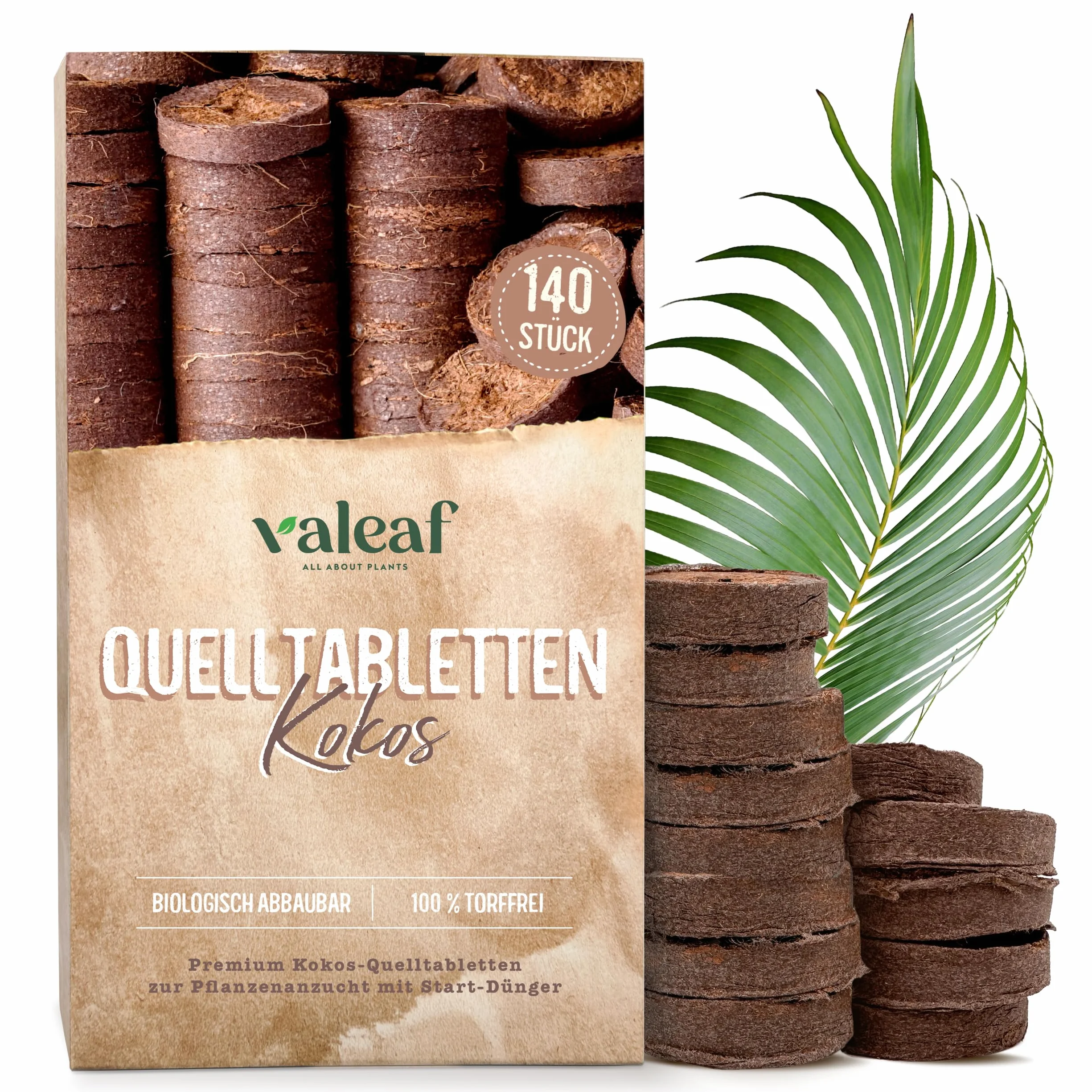Valeaf Pastilles de Coco 140 pièces Terreau de Coco sans Tourbe avec Engrais de démarrage pour Boutures