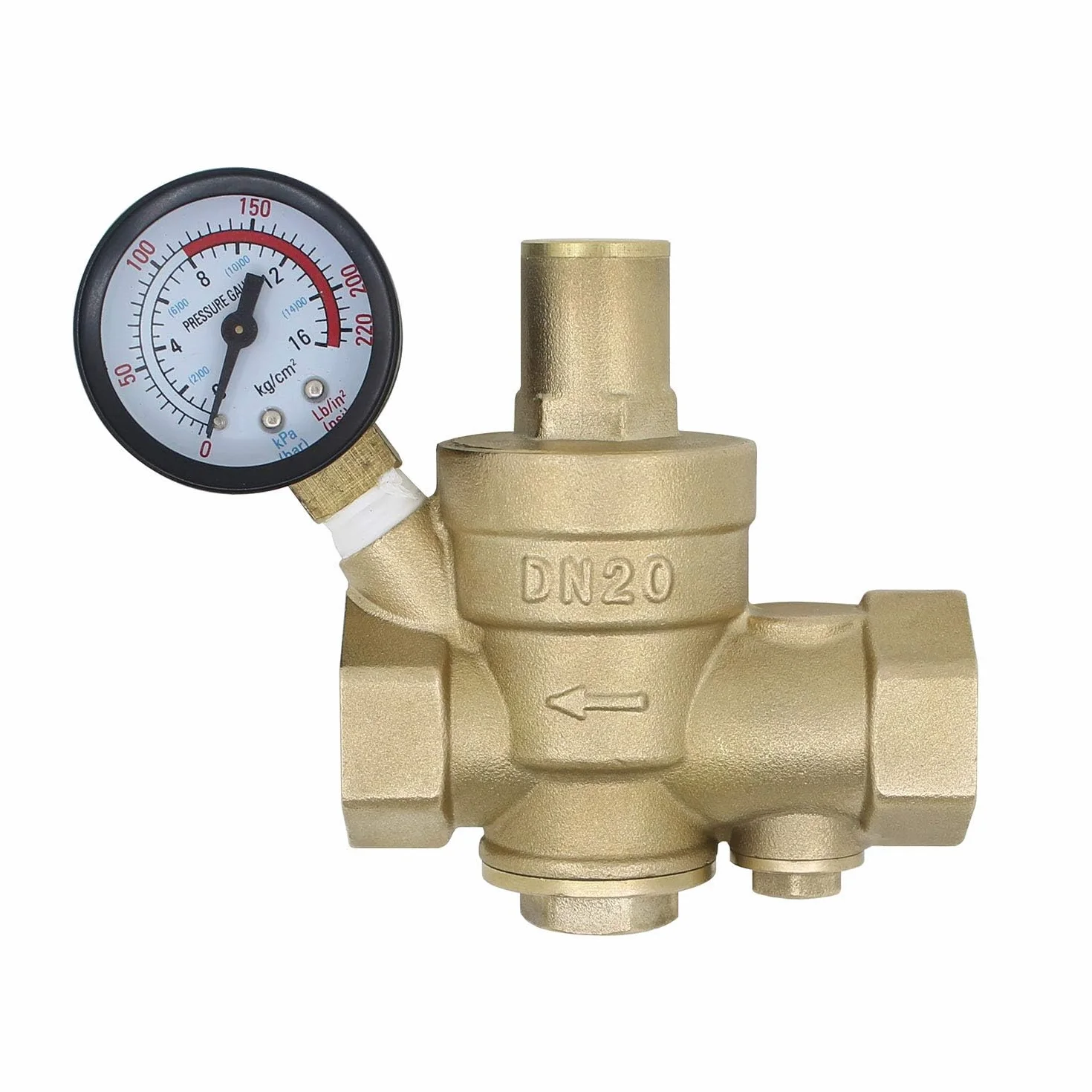 Regulateur de pression eau avec filtre remplaçable 1/2 3/4 1 1-1/4 1-1/2 2 pouce - reducteur de pression d'eau avec manomètre (DN25-1 pouce)