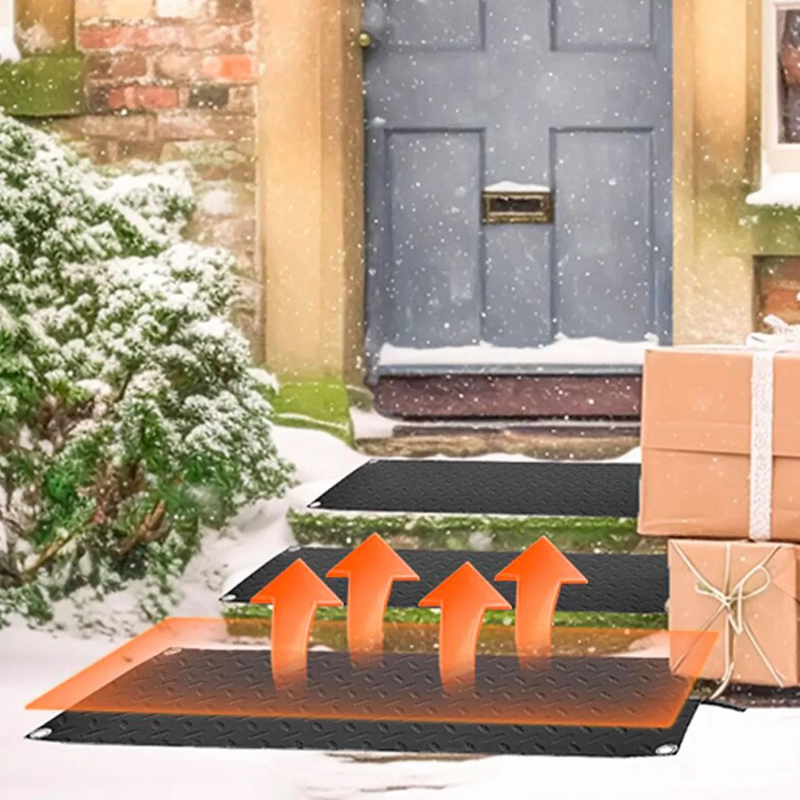 Tapis Chauffant pour Fonte De Neige, Tapis De Sol Chauffant pour Extérieur, Tapis Chauffant en Caoutchouc Antidérapant, avec Cordon d'alimentation De 6 Pieds(2pc,25.4x121.9/10x48in)