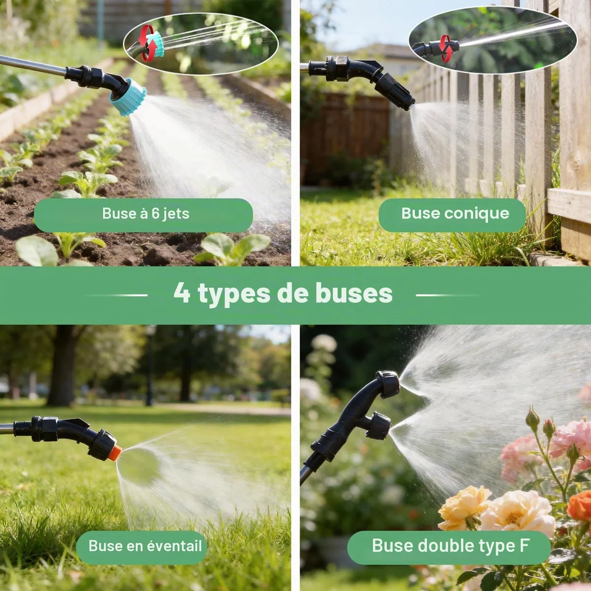 SideKing Pulvérisateur Électrique 8L, Pulverisateur de Jardin, Poignée 3 Vitesses Réglables, 4 Buses, Lance Télescopique, Pulvérisateur à Batterie pour Désherbage, Pelouse, Allée - Vert Transparent