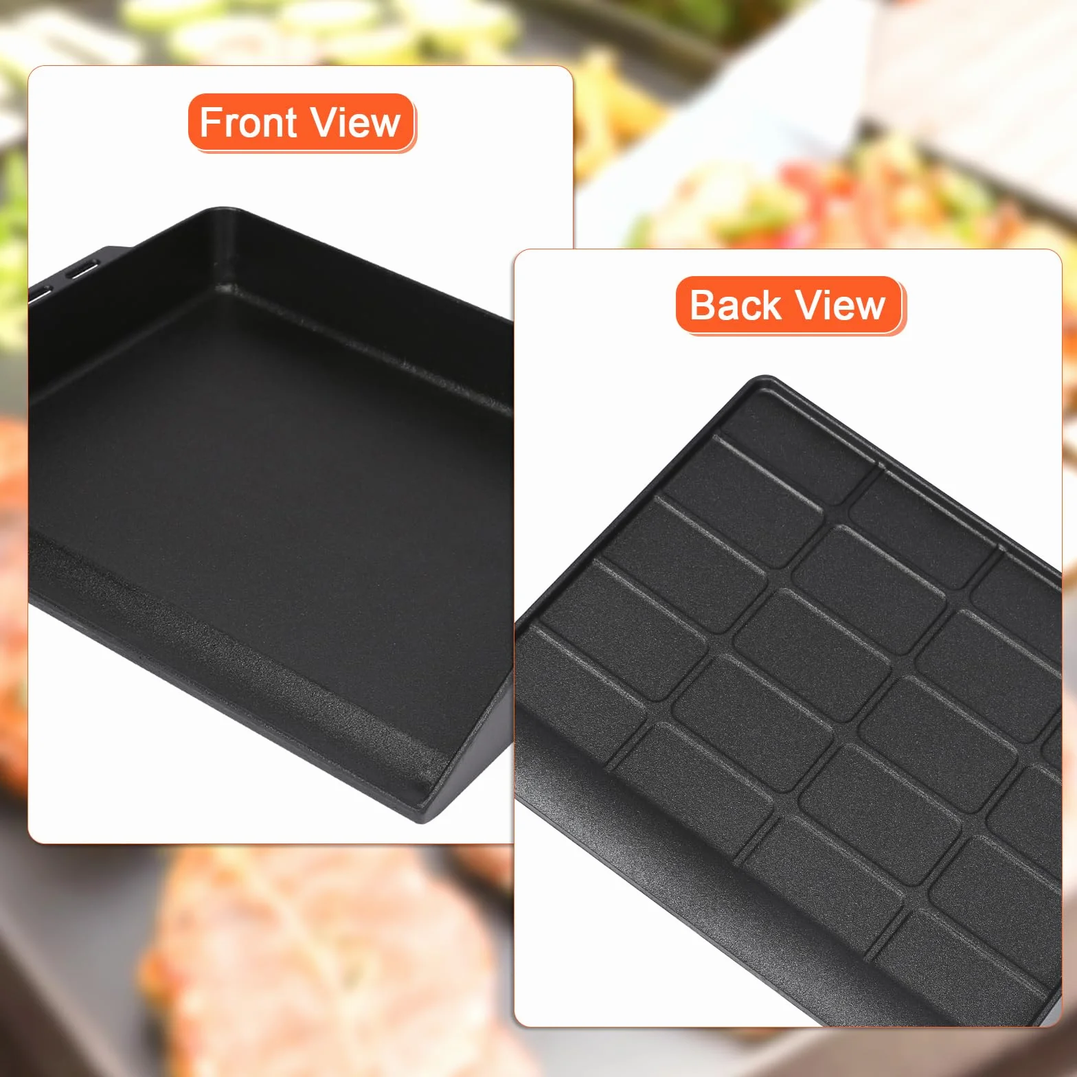 Denmay Plancha universelle en fonte de 48 x 36 cm pour barbecue à gaz, four et cuisinière, poêle pour RÖSLE VIDERO, Weber, CharBroil, Enders, Campingaz, Tepro et plus encore avec gouttière à graisse