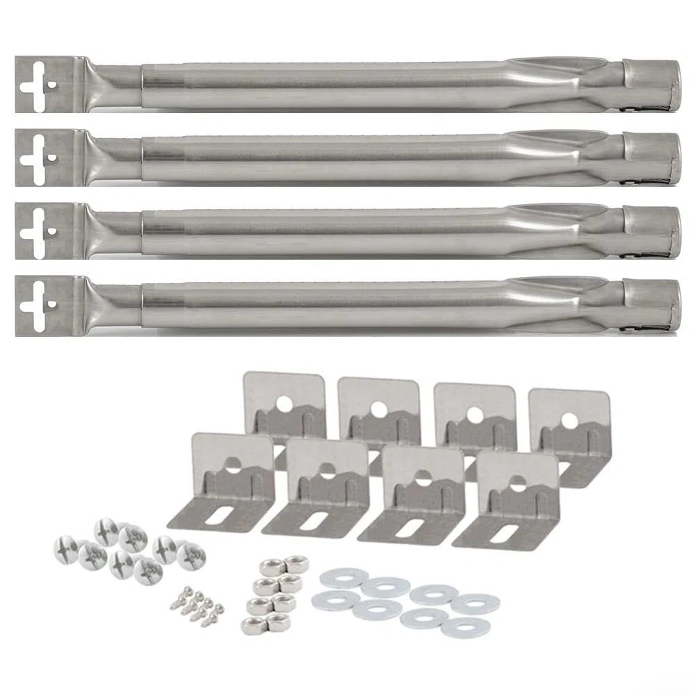 Lot de 4 brûleurs à gaz réglables en acier inoxydable de 35 à 42 cm pour barbecue avec trou de 11 mm