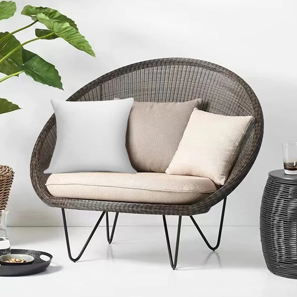 Lot de 2 Coussin Extérieur 50x50 CM Imperméable Rembourrage Carré pour Canapé Jardin Terrasse Blanc