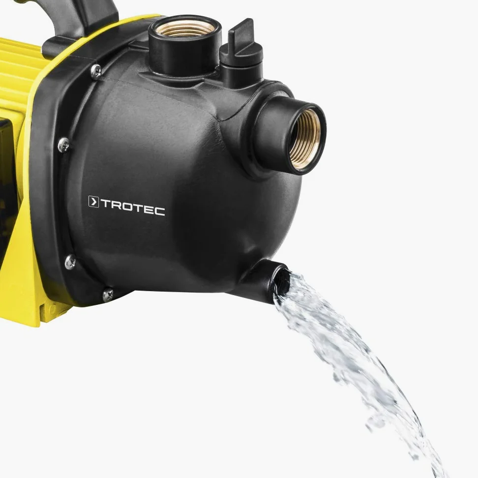 TROTEC TGP 1000 E Pompe de jardin 1000 W, 3300 l/h, hauteur de refoulement 42 m, aspiration 7 m, pour eau claire, citerne, récupérateur d’eau de pluie, bassin et puits